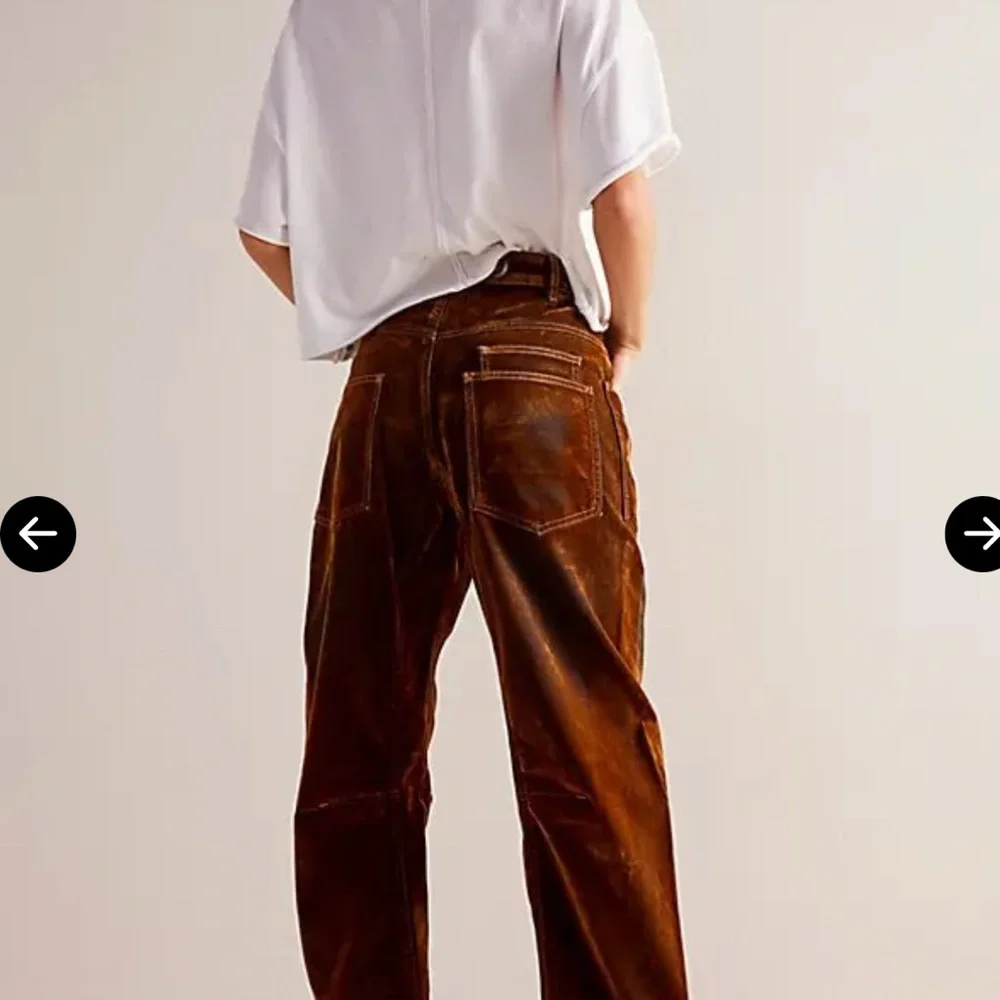 We The Free Moxie Flocked Barrel Jeans - size 24 - Burnt Rust - Picture 2 of 7